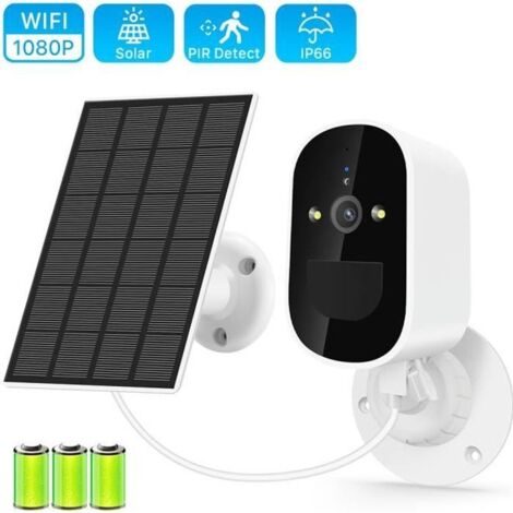 Caméra de Surveillance solaire sans fil Wifi PRUMYA , Camera de securite exterieure Full HD IP Étanche IP66 avec batterie 6000mAh (1/4)