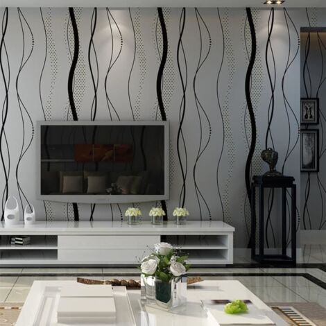 NEUFU Papier Peint Mural 3D Courbe Stripe Tissu Non-tissé Décor Chambre 0.53 x 10m (1/4)