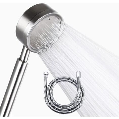 Douchette - Inox - Pommeau Douche Pression - Économie d\'eau - Flexible 1.5m - 22.2x7.8cm (1/4)
