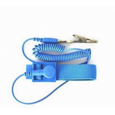 Bracelet anti-statique ESD Kingwing® avec sangle de décharge statique et clip de mise à la terre - Bleu (1/4)