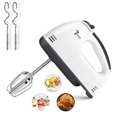 Batteur Electrique Cuisine, Mixeurs Plongeants, Fouet Manuellement 180W, 7 Vitesses, avec 2 Batteurs, 2 Crochets Pétrisseurs