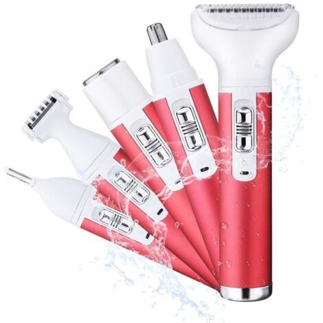 Rasoir Electrique Femme 5 en 1 USB Pour Tondeuse Bikini, Visage, Sourcils, Nez, Corps Tondeuse Femme (1/4)