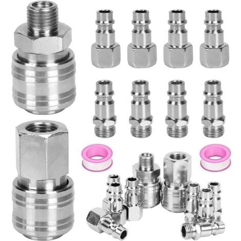 10 pcs Raccords de Compresseur 1/4\" BSP, Raccord Rapide Air Comprimé, 1/4\" BSP Raccord Rapide pour Tuyaux Connecteur Mâle Femme (1/4)
