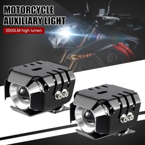 2pcs Feux Additionnels Moto Paire de Phares LED de Moto Longue Portee Moto Led Light Bar avec Interrupteur et Support de Montage