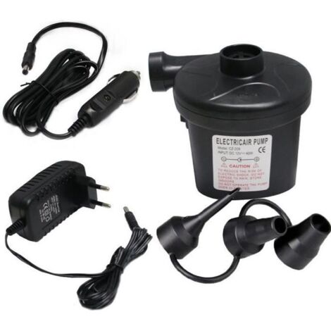 Pompe Électrique,Home-N DC12V/AC 230V-50Hz Gonfleur/Degonfleur Electrique, Pompe À Air Avec 3 Buses Pour Matelas Gonflable, Camping (1/4)