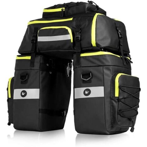70L Sacoche Vélo Sac Porte Bagage Arrière à Trois Compartiments de Cyclisme Nylon Poche Assemblage avec Couverture Imperméable VTT (1/4)
