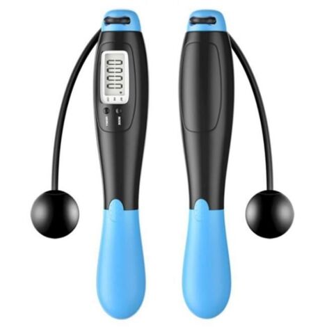 Corde à sauter électronique sans fil d\'exercice de fitness professionnel - noir et bleu (1/4)