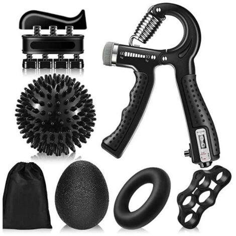 Hand Grip Musculation,6 pièces Muscleur de Main avec Comptage, 5-60KG Résistance Réglable Hand Gripper, Exerciseur de Doigts (1/4)