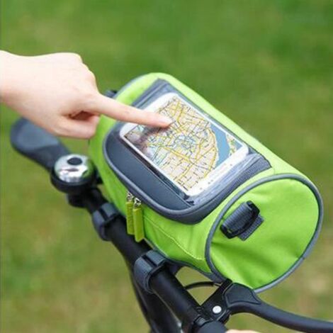 Sac/Sacoche Vélo Guidon VTT étanche Porte-bagages Téléphone Smartphone écran Tactile Porte-bagages Multifontions pour Cyclisme Vert