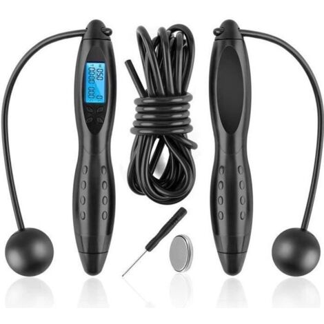 Corde à Sauter - DIYIOT - Numérique Réglable avec Compteur de Calories - Noir (1/4)
