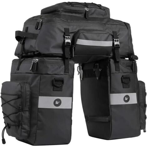 70L Sacoche Vélo Sac Porte Bagage Arrière à Trois Compartiments de Cyclisme Nylon Poche Assemblage avec Couverture Imperméable (1/4)