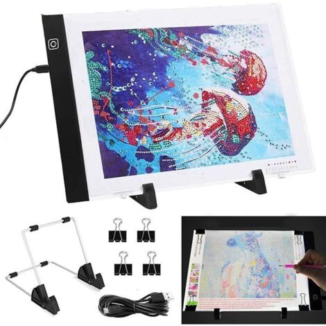 Table lumineuse LED A4 - DARMOWADE - Sketchpad LED Pad - Luminosité Réglable - Pour Esquisser Animation Diamant (1/4)