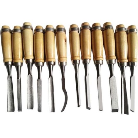 12 Pcs Ciseaux à bois de Sculpture Professionnel pour Travail du Bois Gravure Ciselure Bricolage (1/4)