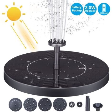 Fontaine Solaire Pompe - ZGEER - 2W - Noir - Oiseau - Extérieur (1/4)
