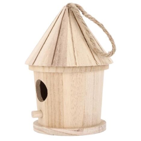 Hililand nichoir à oiseaux suspendu Nid d\'oiseau suspendu en forme de rond en bois naturel bricolage maison d\'oiseau en bois pour