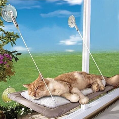 Transat Fenêtre pour Chats, dorer Hamac pour chat, Hamac de chat le verre du soleil balcon, peuvent être démontés et lavables-LEY (1/4)