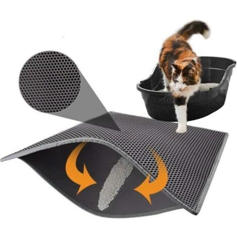 Tapis Litière pour Chat - Marque - Modèle - Imperméable - Non Toxique - EVA Gris (1/4)