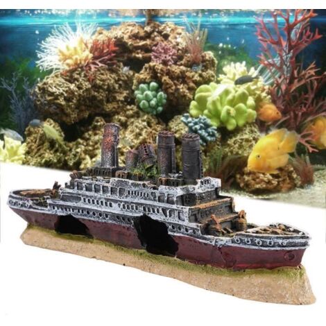 Décoration aquarium - Titanic - Épave - Plastique non toxique - Simulation réaliste - Aménagement paysager