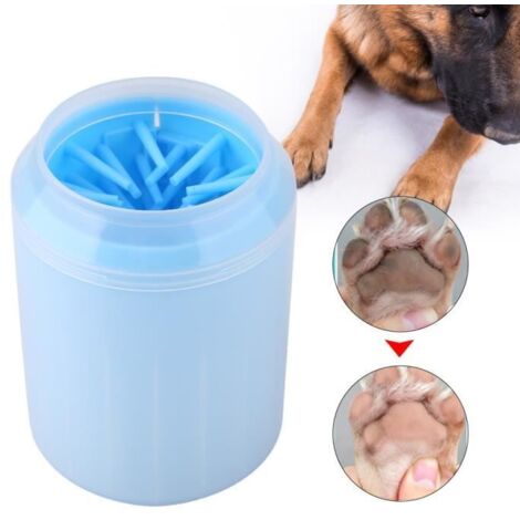 Shipenophy Outil de nettoyage pour animaux de compagnie Tasse de nettoyage de pattes de chien amovible, animalerie brosse Bleu (1/4)