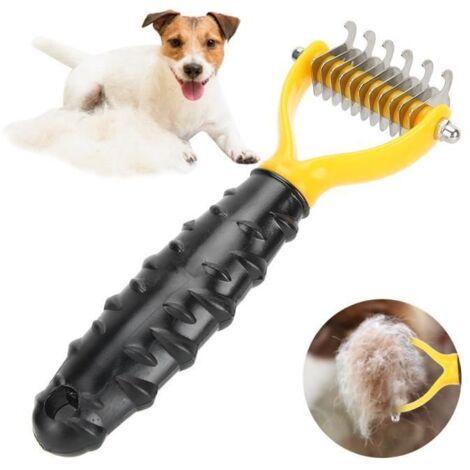 Peigne pour animaux - YIN - Brosse dénoueuse - Acier inoxydable - Poignée ergonomique - Pour poils longs (1/4)