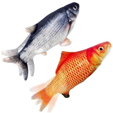 2pcs jouets de chat, jouet poisson pour chat, interactifs en peluche simulation poisson cataire jouets à mâcher, chat jouets drôles (1/4)