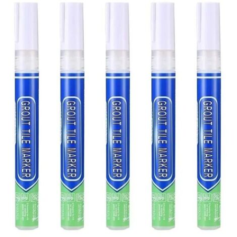 5 Stylos à Coulis Blanc Imperméable - Réparation Carrelage Mural/Sol - Pour Cuisine et Salle de Bain (1/4)