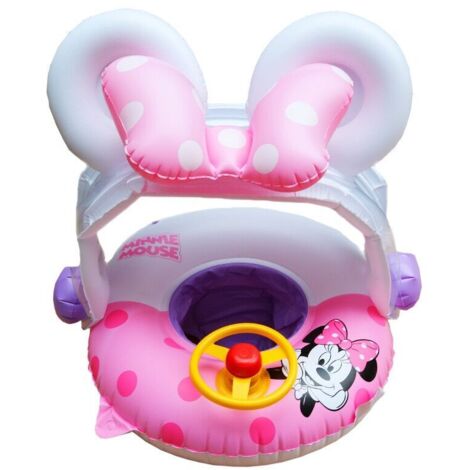 Ensoleille – Siège de piscine gonflable pour bébé 6-36 mois – PVC non toxique – Volant tournant et klaxon – Voile d'ombrage intégrée