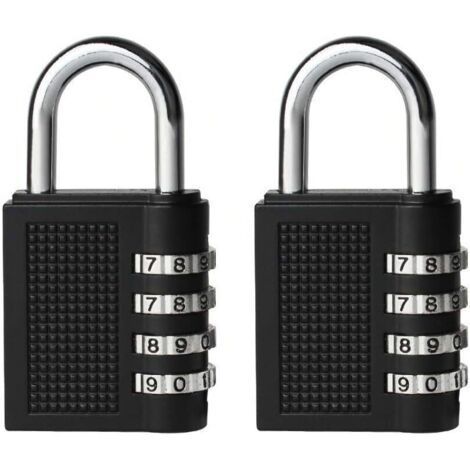 2PCS Serrures à combinaison Cadenas extérieur pour l'école Locker Boîte outils Pad Lock Petit Combo Digit Sports Gate Réinitialisable Code 4 Chiffres Casier Exterieur Serrure Clé (Noir)-RAPANDA (1/6)