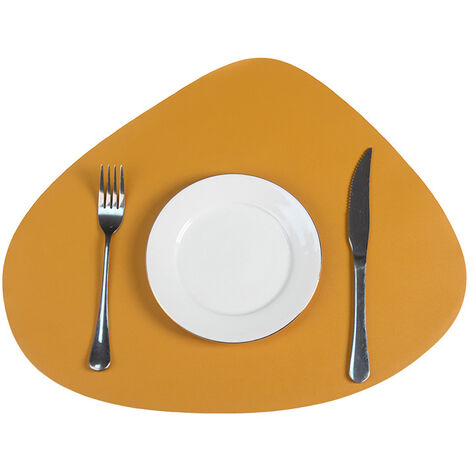 Ensemble de 4 sets de table en cuir, faciles à nettoyer, résistants à la chaleur, double face, antidérapants et imperméables - Jaune (1/5)