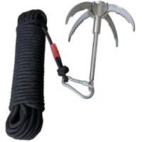Grappin Crochet Griffe,400kg Multifonctionnel Pliable Grappin Gravity Crochet avec Corde de 20m,Grappling Hook Escalade Griffe