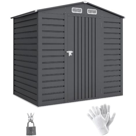 Abri de Jardin Métallique 2,27 m² avec Porte Verrouillable, Acier Galvanisé Gris 190x131x188 cm (1/5)