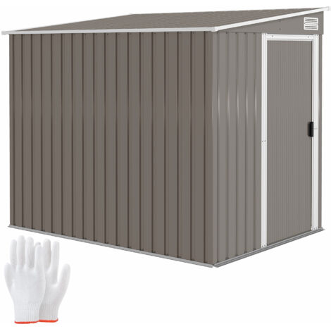 Abri de jardin métallique 2,81m² (154x206,5x181 cm) avec toit en appentis et base intégrée (1/5)