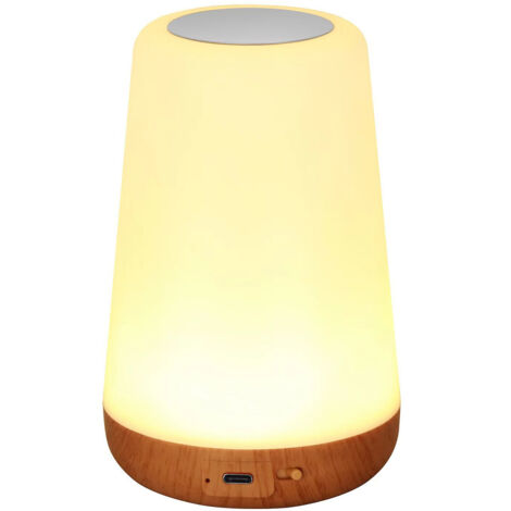 Veilleuse LED rechargeable à télécommande effet bois, lampe de chevet, cadeau original, lampe à claquer RGB, lampe d'ambiance pour bureau. (1/3)