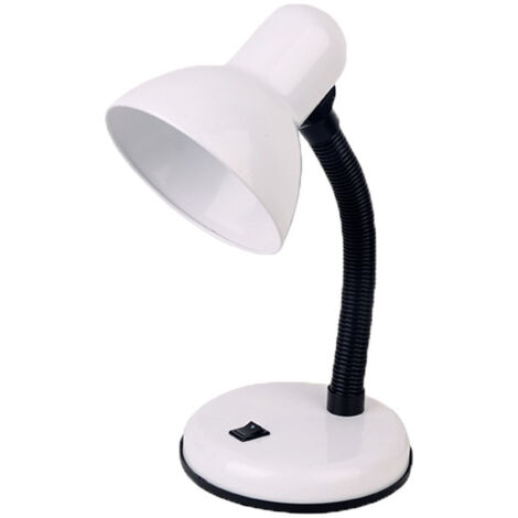 Lampe de bureau basique en métal blanc de 36 cm (14,25 pouces) avec col de cygne flexible - Blanc (1/3)