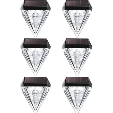 Lampes solaires - Forme diamant - Lot de 6 - Appliques murales - Éclairage extérieur - Éclairage de jardin - Alimentation solaire (1/5)