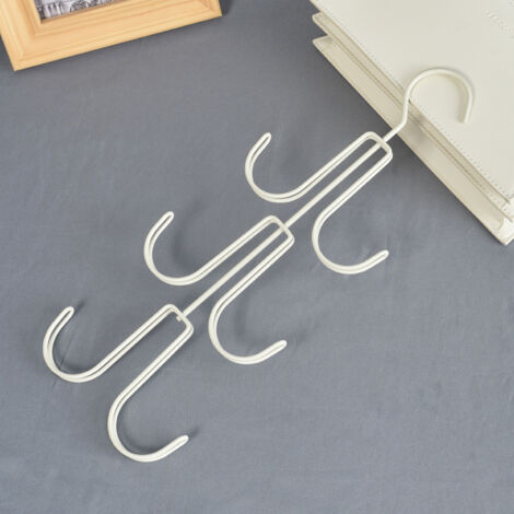Ensemble de 2 cintres multifonctionnels en fer pour sacs, ceintures et foulards, rangement gain de place pour la maison, porte-foulards et ceintures - Blanc (1/3)