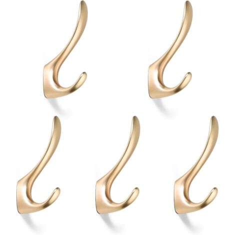 Un ensemble de 5 crochets de porte en spirale pour peignoirs, crochets en laiton, crochets muraux en laiton brossé et crochets pour serviettes de salle de bain. (1/2)
