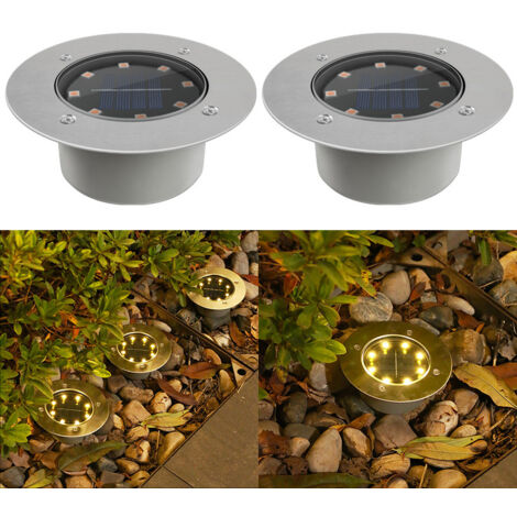 2 lampes solaires décoratives d'extérieur pour cour, jardin ou villa, étanches et encastrables, à LED - Lumière chaude (1/5)