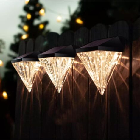 appliques murales solaires en forme de diamant, spots LED pour portes et clôtures, éclairage extérieur pour allées et escaliers de jardin (1/5)