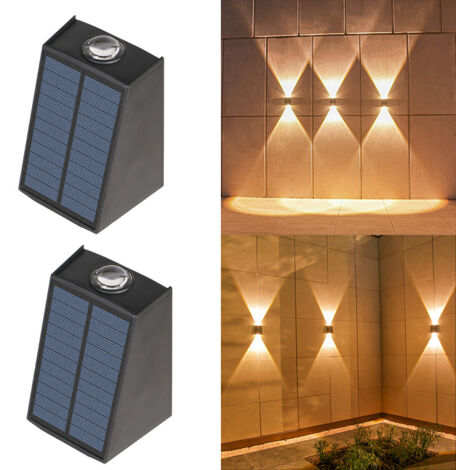 Applique solaire extérieure en 2 parties, éclairage d'ambiance décoratif pour cour et jardin, applique murale étanche, éclairage par le haut et par le bas - lumière chaude (1/5)