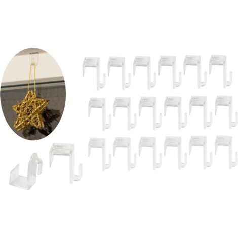 Ensemble de 24 crochets pour portes et fenêtres - discrets et efficaces - convient aux niches de fenêtres jusqu'à 1,7 cm de profondeur. (1/4)
