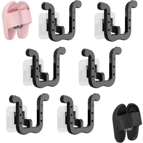 Ensemble de 6 étagères à chaussures murales, sans perçage, noires. (1/4)
