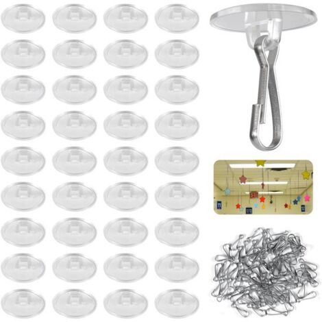 100 crochets de plafond auto-adhésifs, type ventouse ronde, sans perçage, crochets muraux détachables, mastic d'étanchéité auto-adhésif pour plafond, adaptés à la décoration de la cuisine, de la salle (1/5)