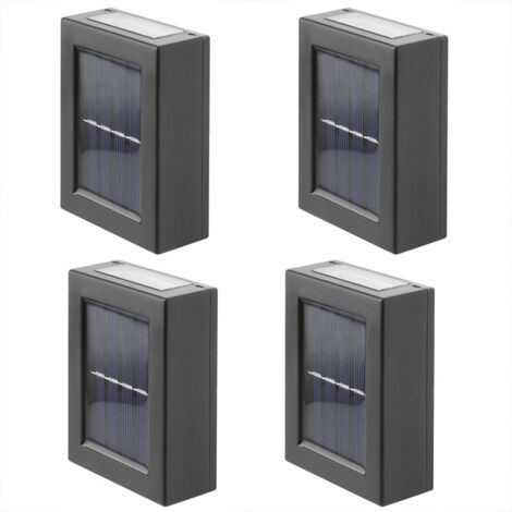 Applique solaire murale en 4 parties, éclairage décoratif extérieur pour jardin et cour, éclairage de clôture par le haut et par le bas, lumière chaude décorative extérieure (1/5)