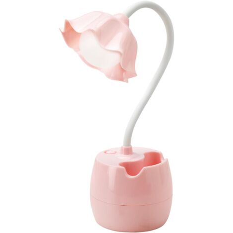 Lampe de bureau pour enfants, lampe de bureau USB rechargeable avec porte-stylo, lampe de bureau LED pour enfants, lampe de chevet protégeant les yeux (blanche) (1/5)
