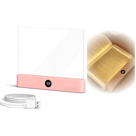 Lampe de lecture LED rechargeable avec marque-page, lampe de lecture à pince USB, idéale pour lire au lit ou en toute tranquillité - rose (1/4)
