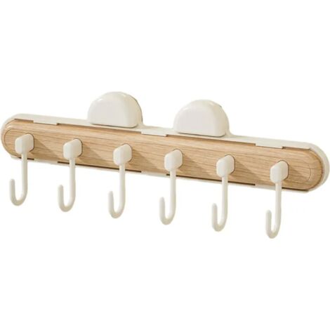 Crochets à ventouses, cintres extensibles, grande capacité de charge, installation facile, pour la salle de bain et la cuisine, porte-ustensiles, porte-serviettes, porte-clés - couleur bois