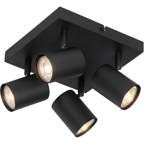 Spots encastrés modernes pour plafond Spots Spots en saillie - 4 lampes - Longueur du tube : 200 mm - Noir - Convient pour les salons, les chambres et les cuisines (1/5)