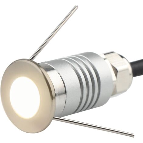 Mini lampe étoile au sol, lampe encastrée basse tension 1W 12V DC, étanche IP67, éclairage paysager extérieur souterrain intégré, lumière blanche chaude 3000K (12V DC, 1 unité). (1/5)