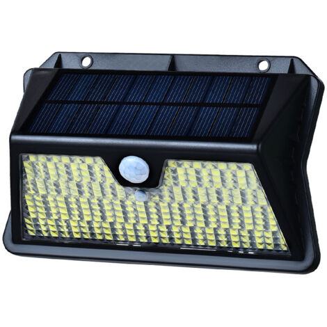 Applique murale extérieure solaire rechargeable étanche à 283 LED avec détecteur de présence infrarouge, alimentée par l'énergie solaire et dotée d'un capteur de mouvement.